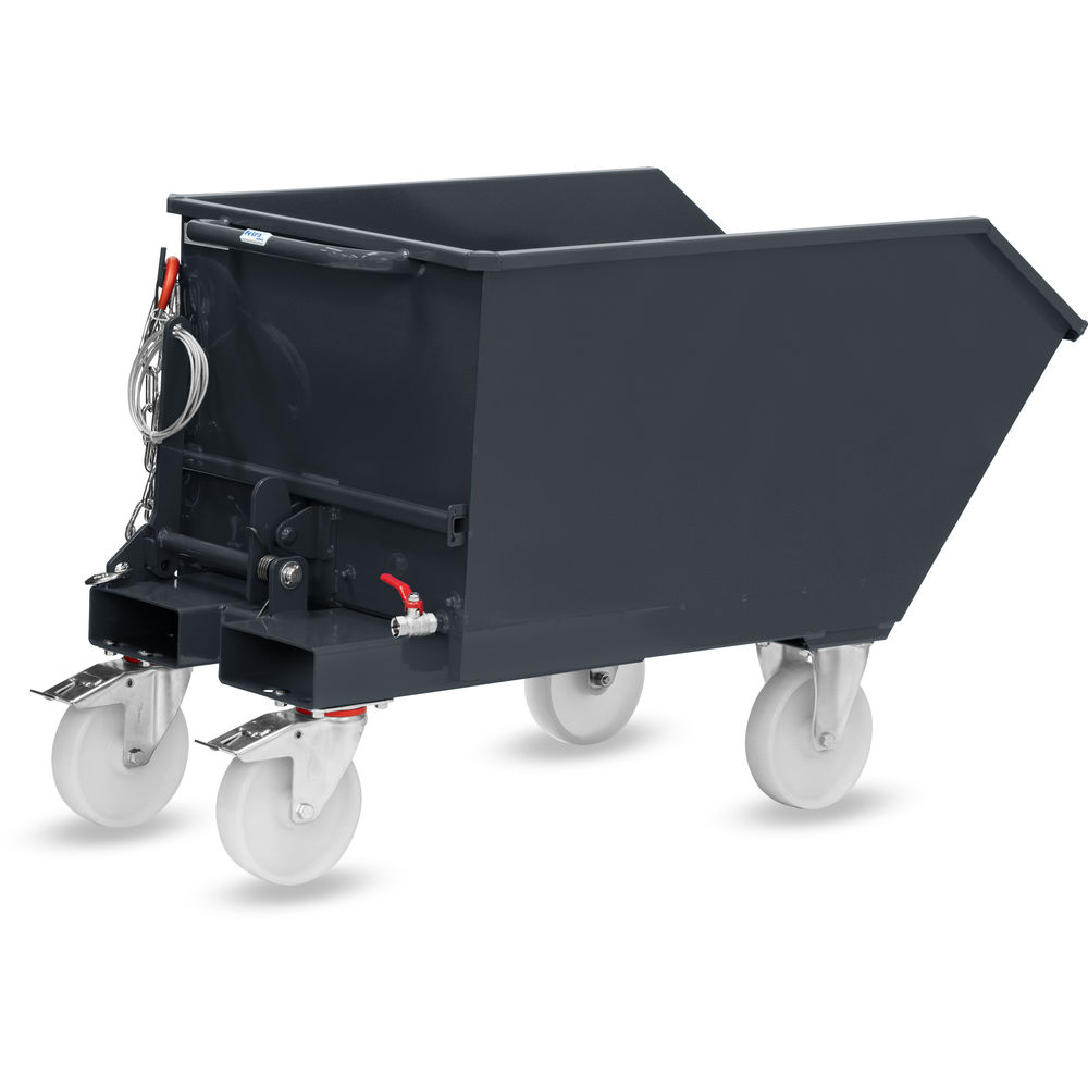fetra® Kippbehälter mit Ablasshahn und Rollensatz 6230AR-7016