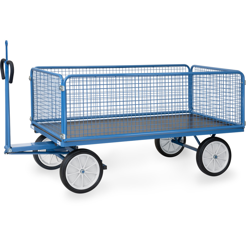 fetra® Handpritschenwagen 6436VZ mit Gitterwänden, Zugöse