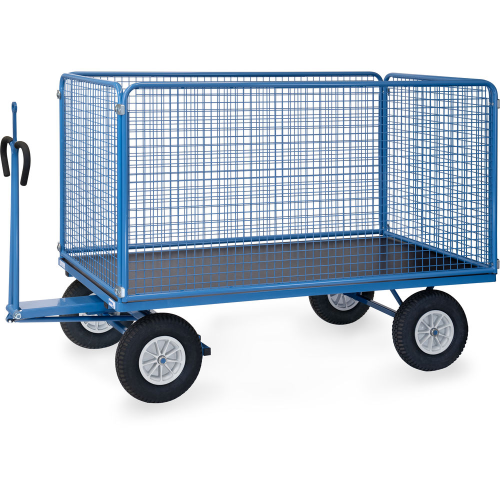 fetra® Handpritschenwagen 6446PZ mit Gitterwänden, Zugöse