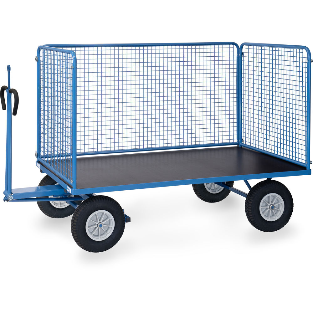 fetra® Handpritschenwagen 6446PZ mit Gitterwänden, Zugöse